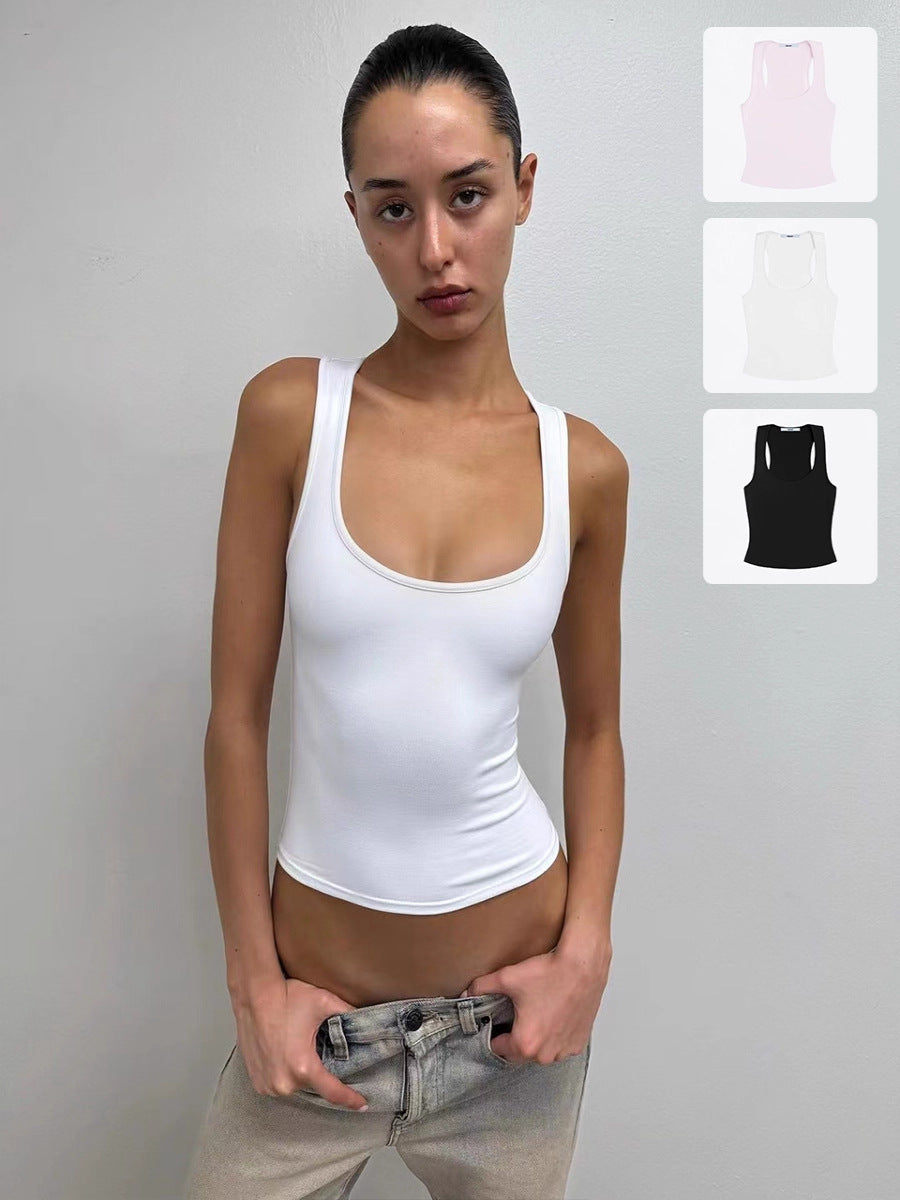 Women's Solid Color Slim Fit Racerback Tank Top