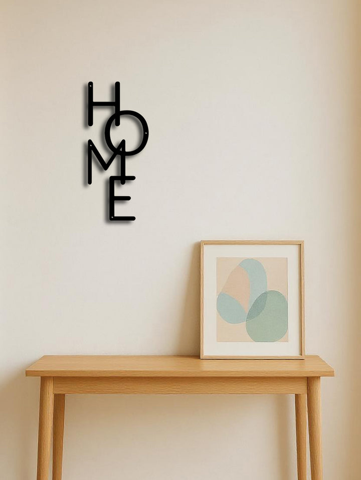 HOME sign mounted in a farmhouse-style entryway