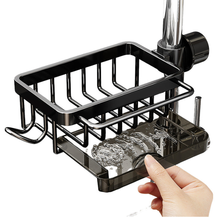 No-drill faucet sponge and dishcloth rack with drain tray, photo 2