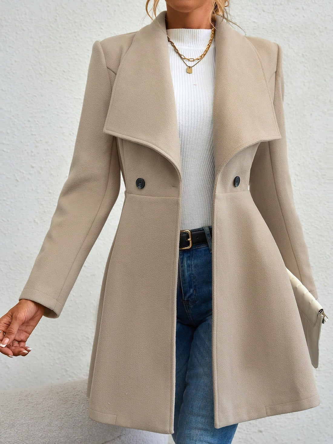 Women's Mid-Length Lapel Woolen Coat