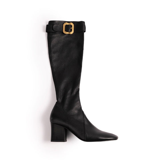 Women's knight boots with gold buckle, photo 6
