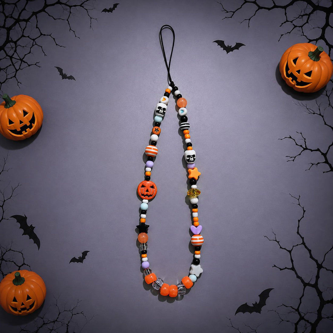 Halloween Pumpkin Skull Phone Chain Accessory
