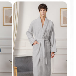 Cotton terry towel bathrobe in mid length, photo 7