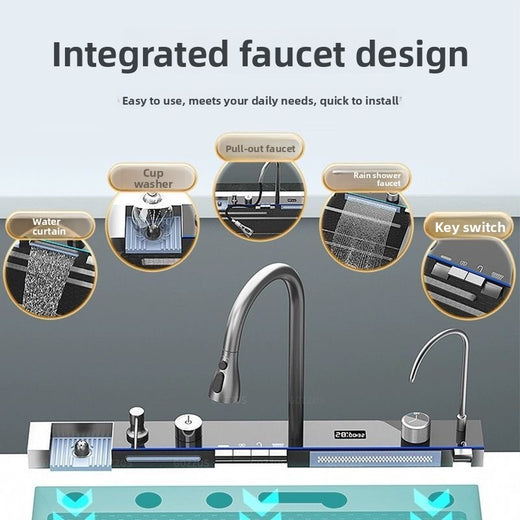 Stainless Steel Multifunctional Kitchen Sink with Digital Display