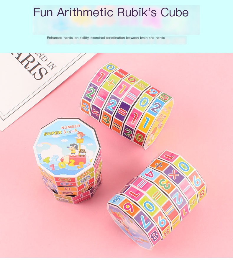 Math cube held in child's hand