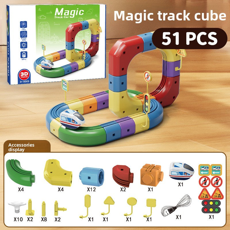 Track building set, track cube 51pcs non-magnetic 1 car