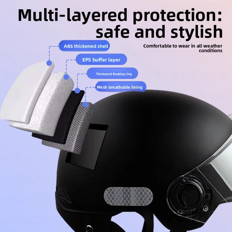 Rainproof Electric Bike Helmet with Sun Visor