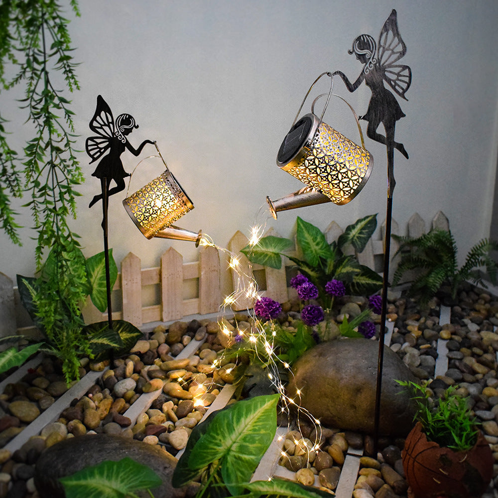 Outdoor waterproof solar-powered perforated projection lamp