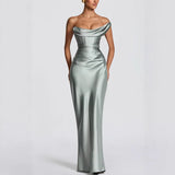 Off-Shoulder Satin Bodycon Dress