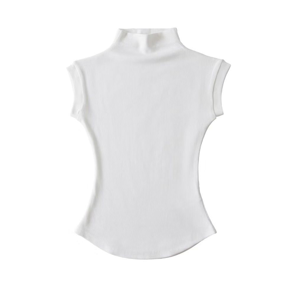 Women's asymmetrical half-turtleneck sleeveless short top, photo 6