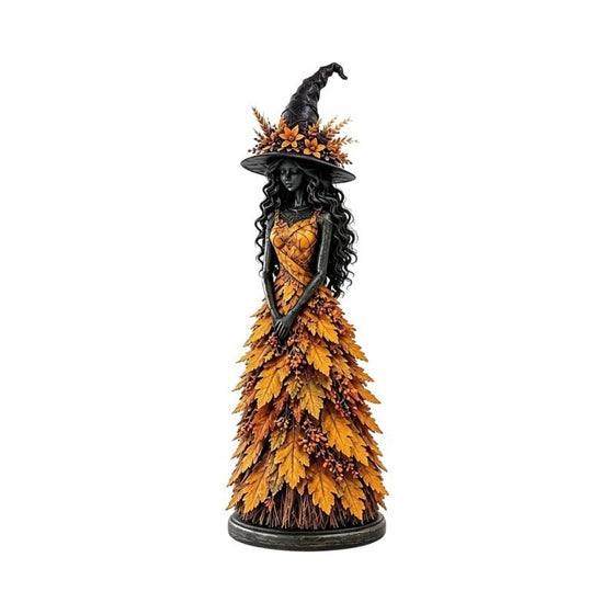 Enchanted Autumn Witch Resin Statue Halloween Magic Decor