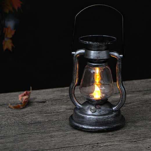 Vintage Solar LED Lantern with Flame Effect