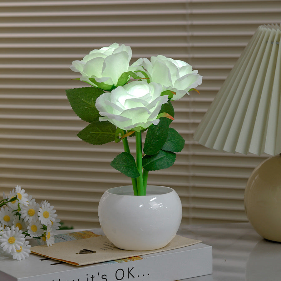 Ceramic Plug-In Artificial Flower Night Light