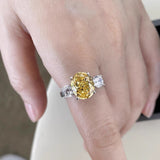 Yellow Rhinestone Floral Ring
