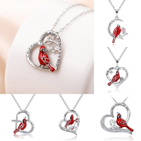 Collage of the cardinal heart pendant necklace styles