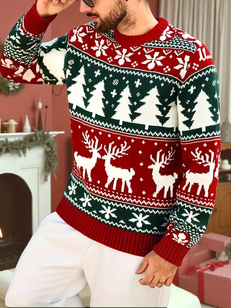 Christmas casual men's crew-neck long-sleeved hoodie