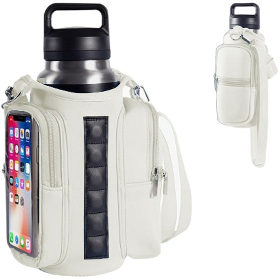 Magnetic Insulated Water Bottle Bag Diving Material Crossbody Holder with Dual Pockets