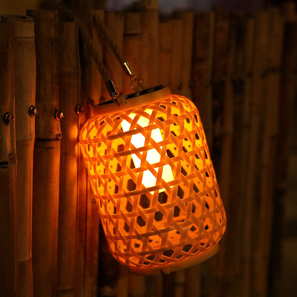 Solar Chinese Style Rattan Hanging Lantern