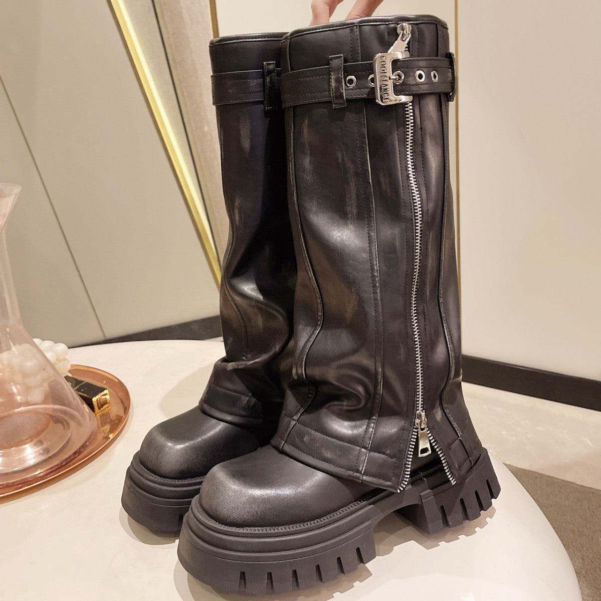 Fleece Lined Retro Riding Boots