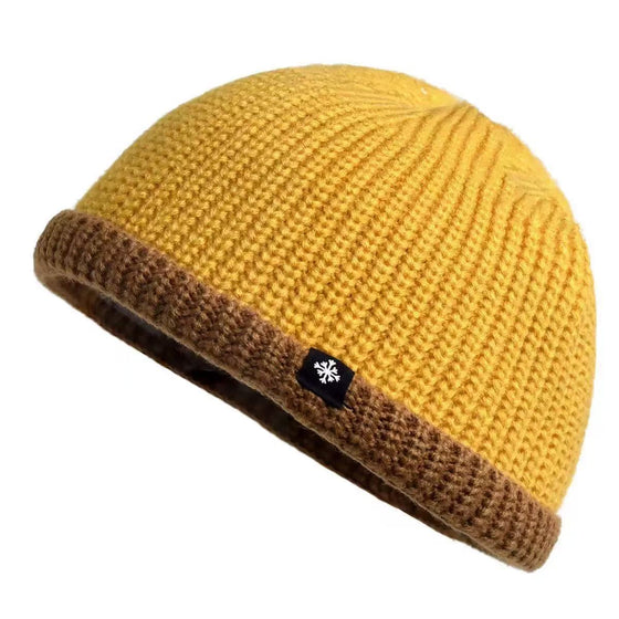 Men's Thickened Fleece-Lined Knit Beanie Winter Ear Protection Windproof Hat