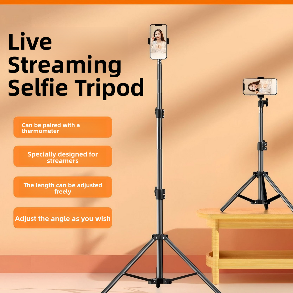Adjustable Phone Tripod Stand with Fill Light