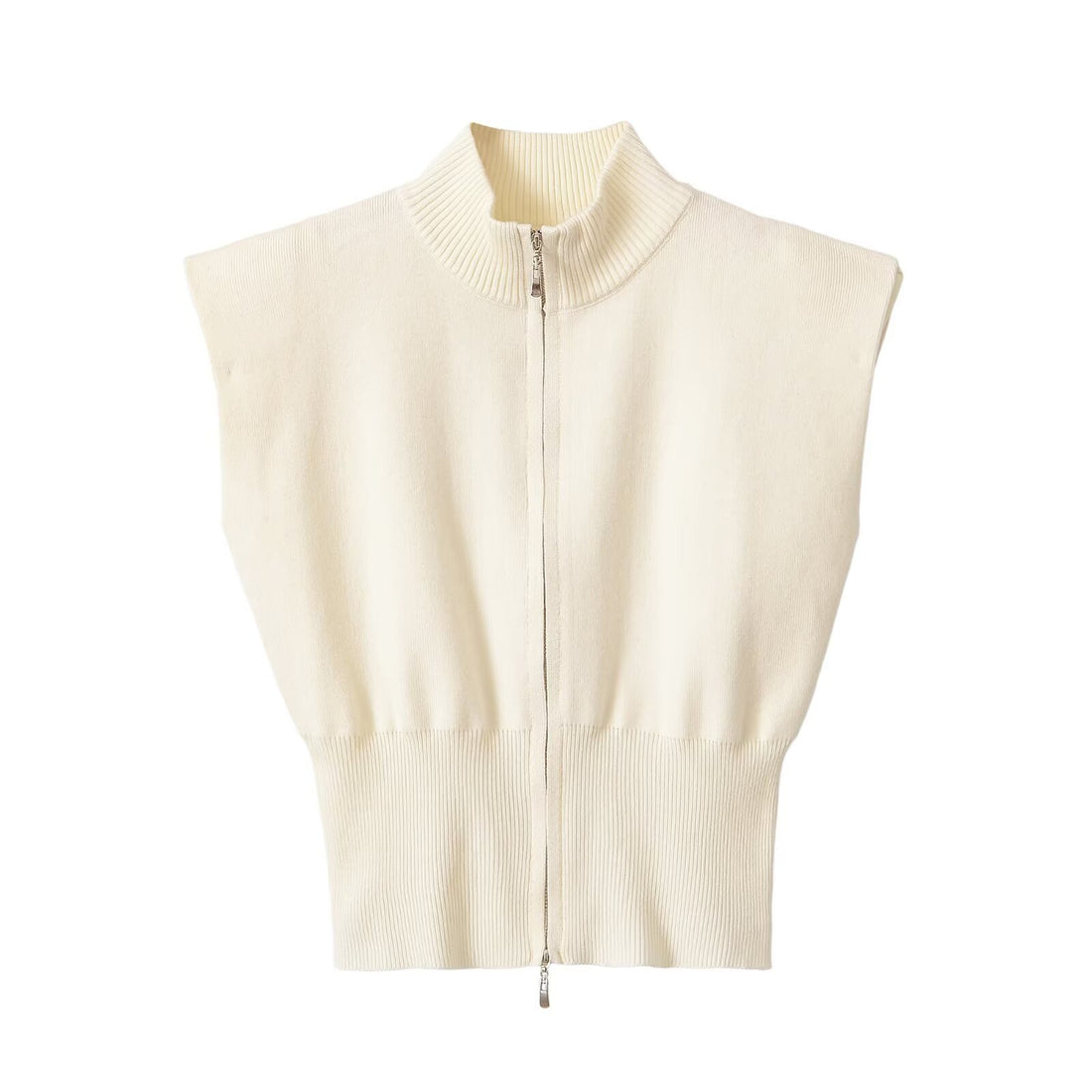 Sleeveless stand collar zip knit vest, photo 6