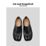 Womens Split Toe Leather Slip On Loafers