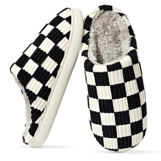 Checkerboard Plush Home Slippers Formal Shoes product image 3