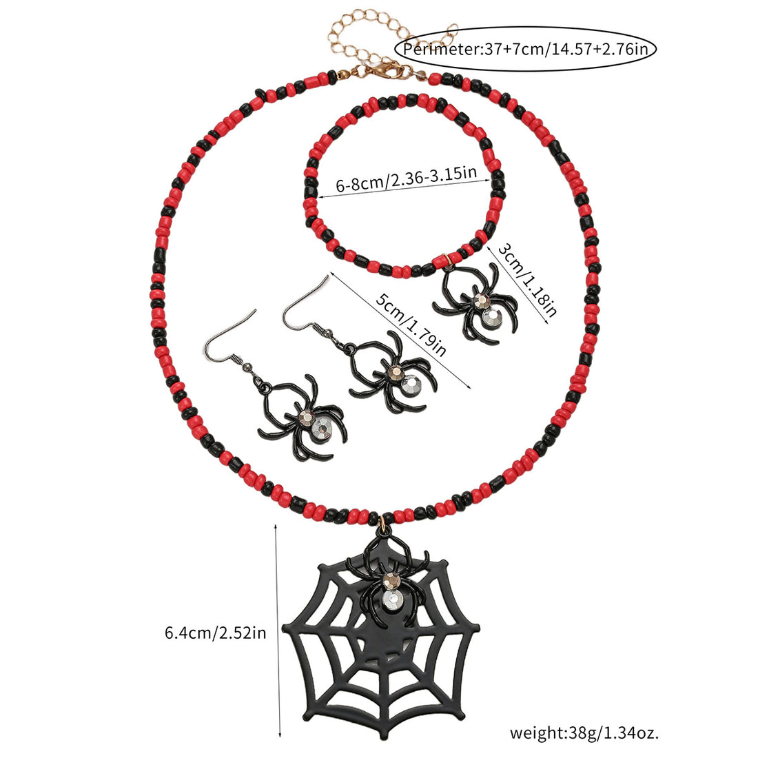 Halloween Beaded Skull Spider Jewelry Set