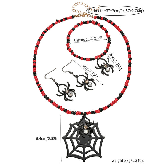 Halloween Beaded Skull Spider Jewelry Set