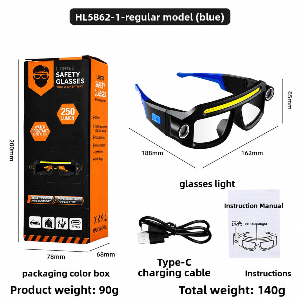 Multifunctional USB Rechargeable Head Mounted Light