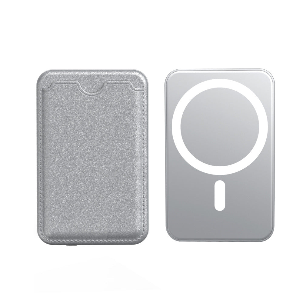 Two-way fast charging treasure with magnetic suction card bag