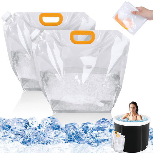 Folded portable ice bath bag for storage