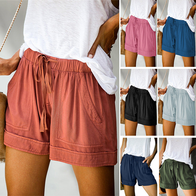 Women's high waist tie front wide leg woven shorts, photo 1