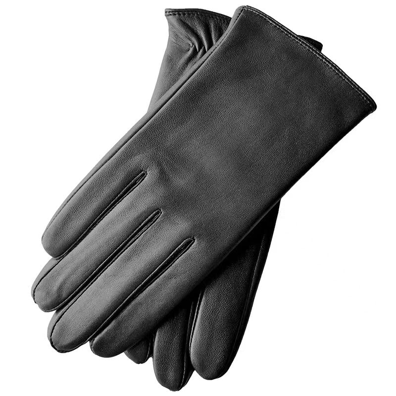 Sheepskin gloves men's fleece-lined touch screen warm autumn and winter non-slip waterproof riding outdoor high-end leather gloves