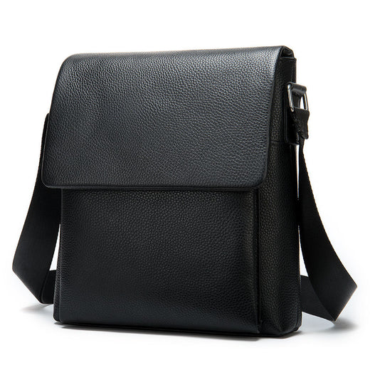 Cowhide Men's Shoulder Bag, Casual Cowhide Flap-Style Shoulder Bag For...