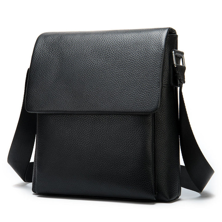 Cowhide Men's Shoulder Bag, Casual Cowhide Flap-Style Shoulder Bag for Men, Trendy and Versatile Commuter Crossbody Bag