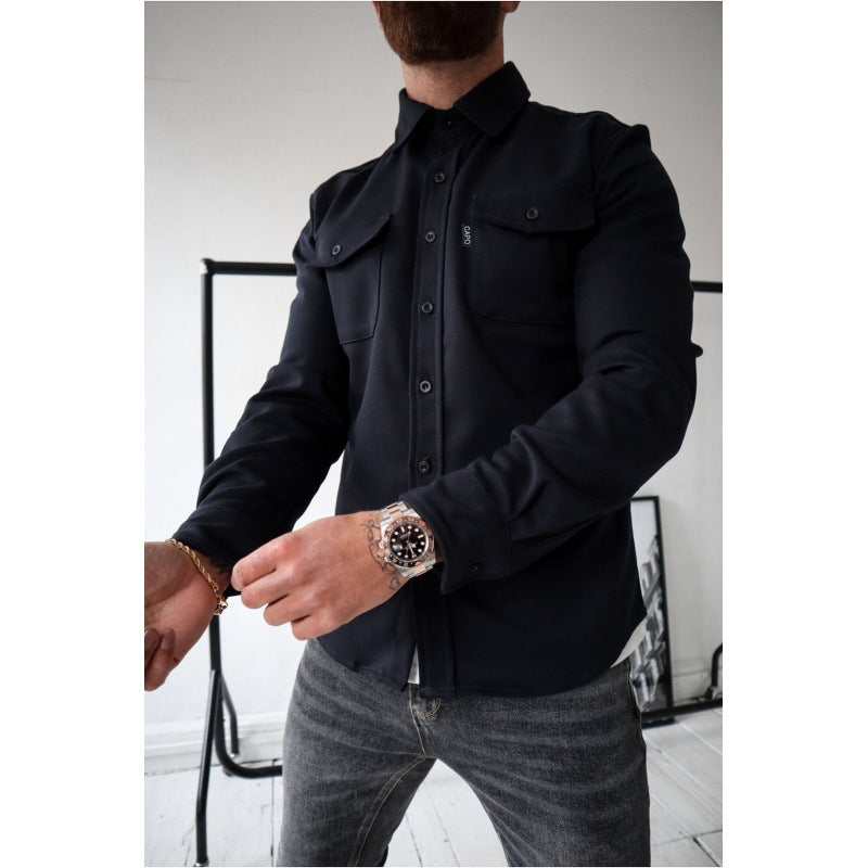 Men's Casual Long Sleeve Slim Fit Cotton Shirt