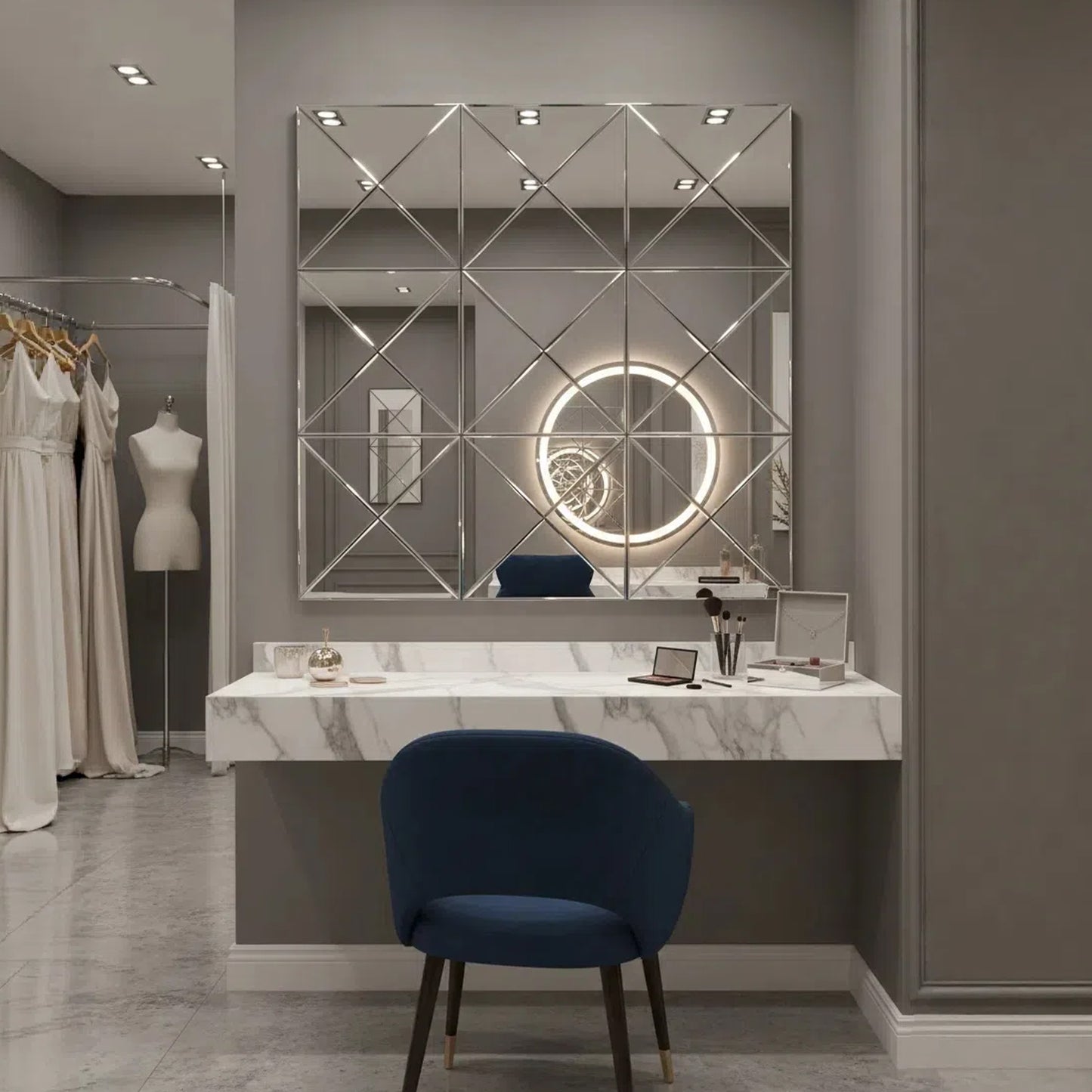 3D Beveled Glass Wall Mirror Decor