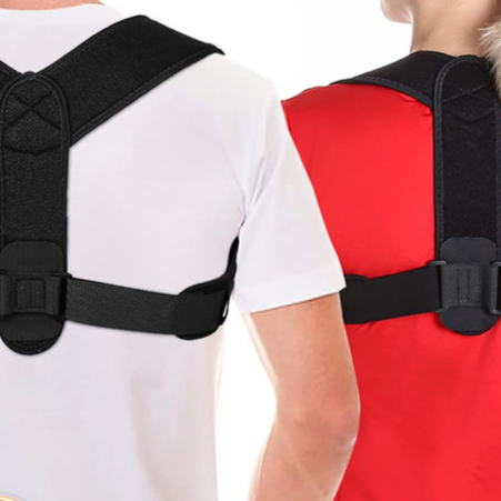 Black adjustable back support belt worn under clothing, photo 1