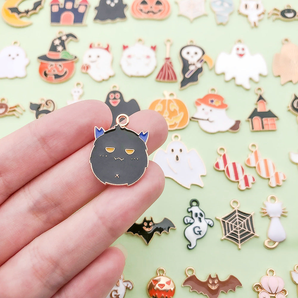 Halloween Alloy Dripping Oil Pendants for DIY Jewelry
