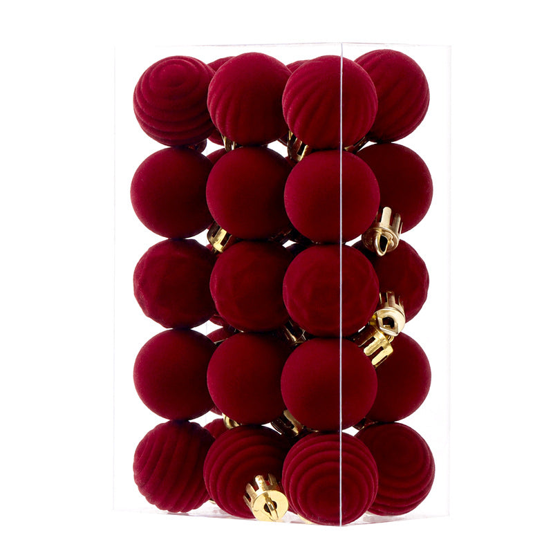 Set of small velvet flocked Christmas ball ornaments, photo 5