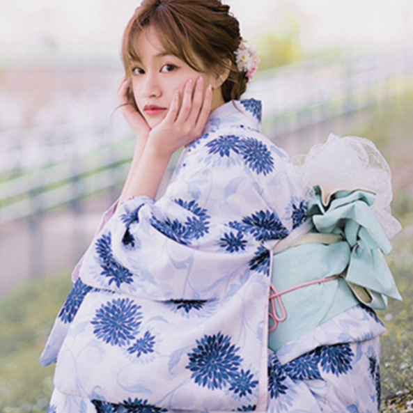 Women's Japanese Camellia Print Kimono Dress Set, All Yards, image 5 of 41