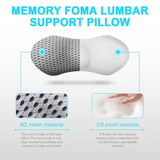 Ergonomic Memory Foam Lumbar Pillow for Back - Medium Soft Knit Fabric Cover, Removable, Ideal for Car Seat, Office Chair