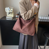 Retro Suede Shoulder Tote Bag
