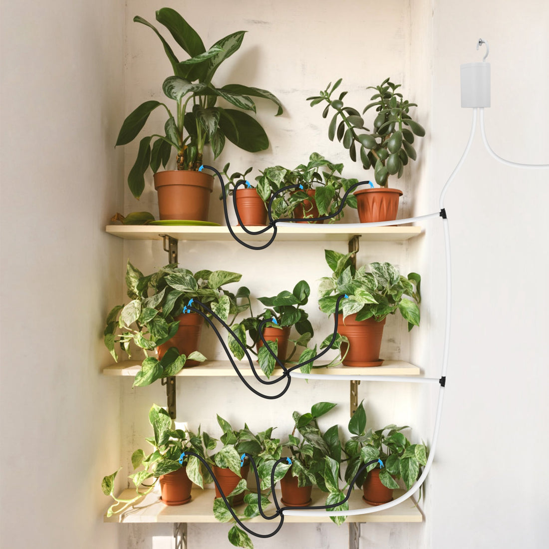 Automatic indoor plant watering system with timer, pump and drip stakes, photo 6 of 10