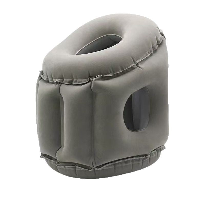 Inflatable Flocking Nap Pillow Hands-Free Travel Office Lying Down Rest Cushion