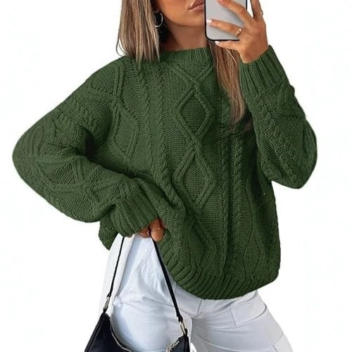 Women's knitted round-neck sweater for casual wear