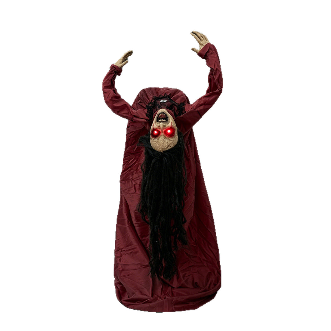 Red-Clothed Female Ghost Halloween Prop with Sound and Motion Activation