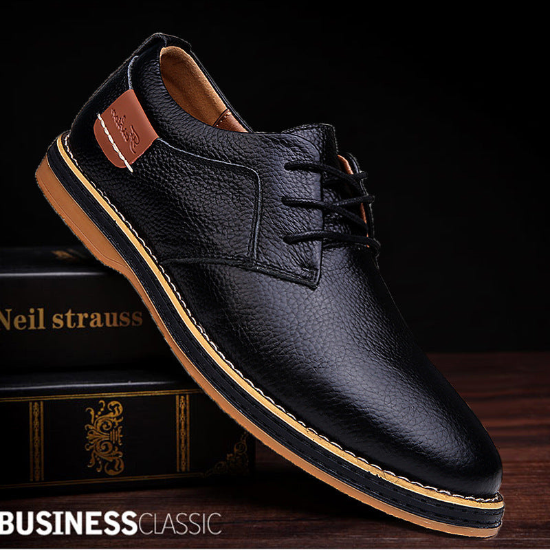 2024 Foreign Trade Men's Leather Shoes Cross-border Large Size Leather Shoes Fashion Business Casual Handmade Stitch Chelsea Men's Leather Shoes